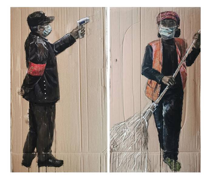 《工作者》 谭丹武 纸板、速写