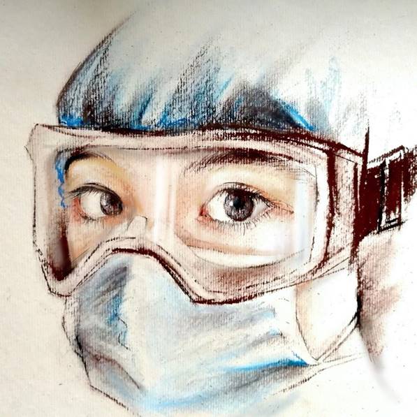  《守望2020》 王静漪 色粉速写