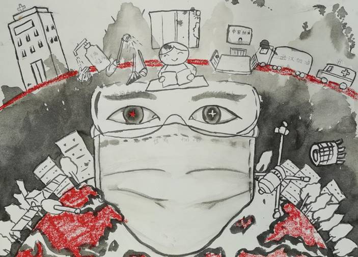 《众志成城》 祁婷（A1781） 口红、墨汁、毛笔