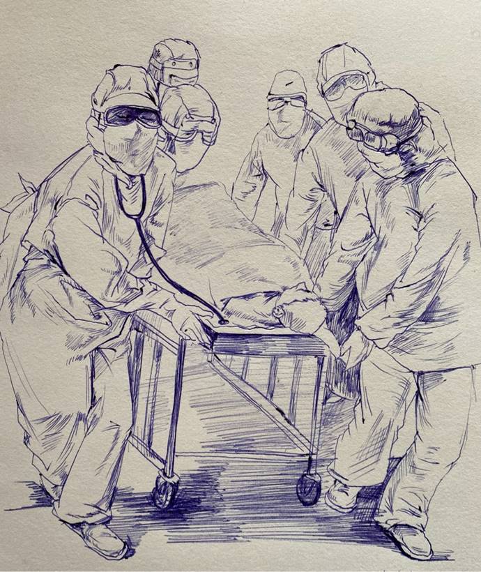 《白衣天使》 李裕华（A1912） 圆珠笔