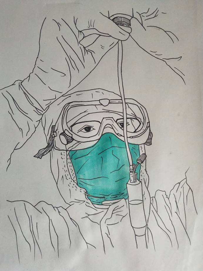 《抗疫情》 张奕晨（A1761） 马克笔