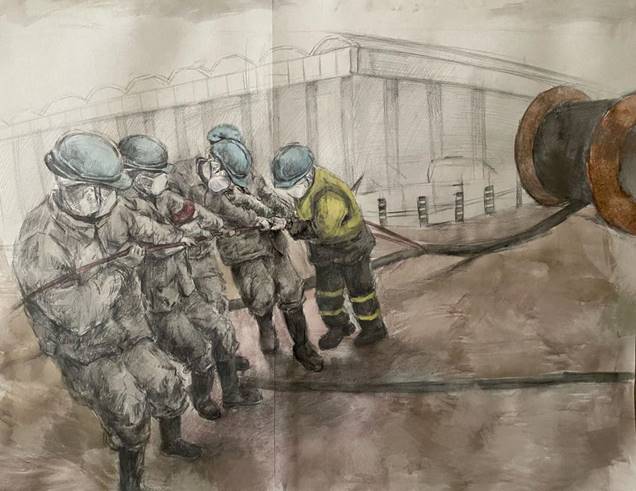 《协力》 朱怡芸（A1912） 铅笔、水彩